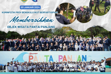 Dinas Kominfotik Prov Bengkulu, Ikut Berpartisipasi Membersihkan Objek Wisata Pantai Panjang